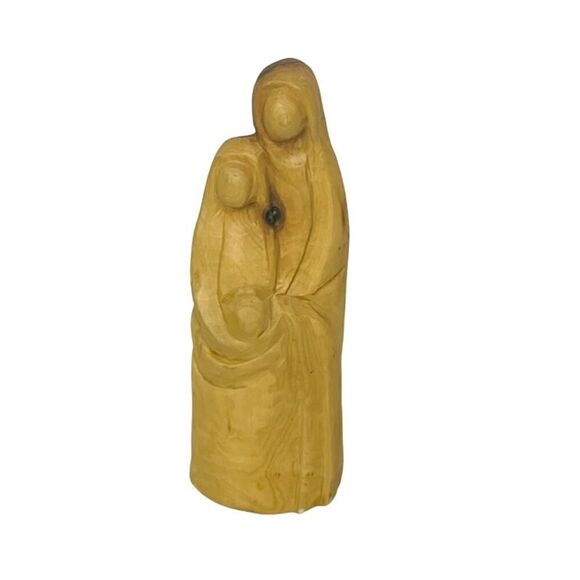 Holy Family Mary Joseph Jesus Carved Olive Wood Sculpture 6.25" - Picture 1 of 6
